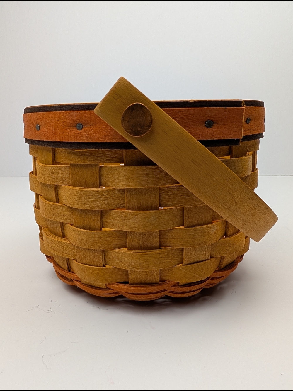 Longaberger Little Pumpkin Basket/Stem Lid/Leaves Liner/Protector, Vintage 1997 - Picture 5 of 10
